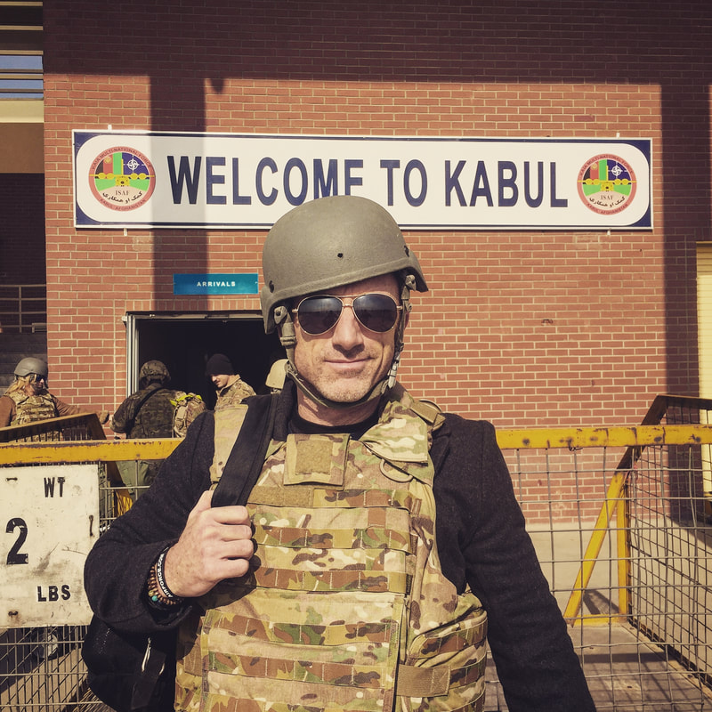 Joel Bryant on an AFE military standup comedy tour in Kabul, Afghanistan