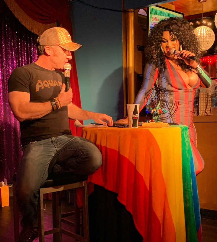 Joel Bryant and Roxy Wood hosting Legendary Drag Queen Bingo at Hamburger Mary's in West Hollywood, California